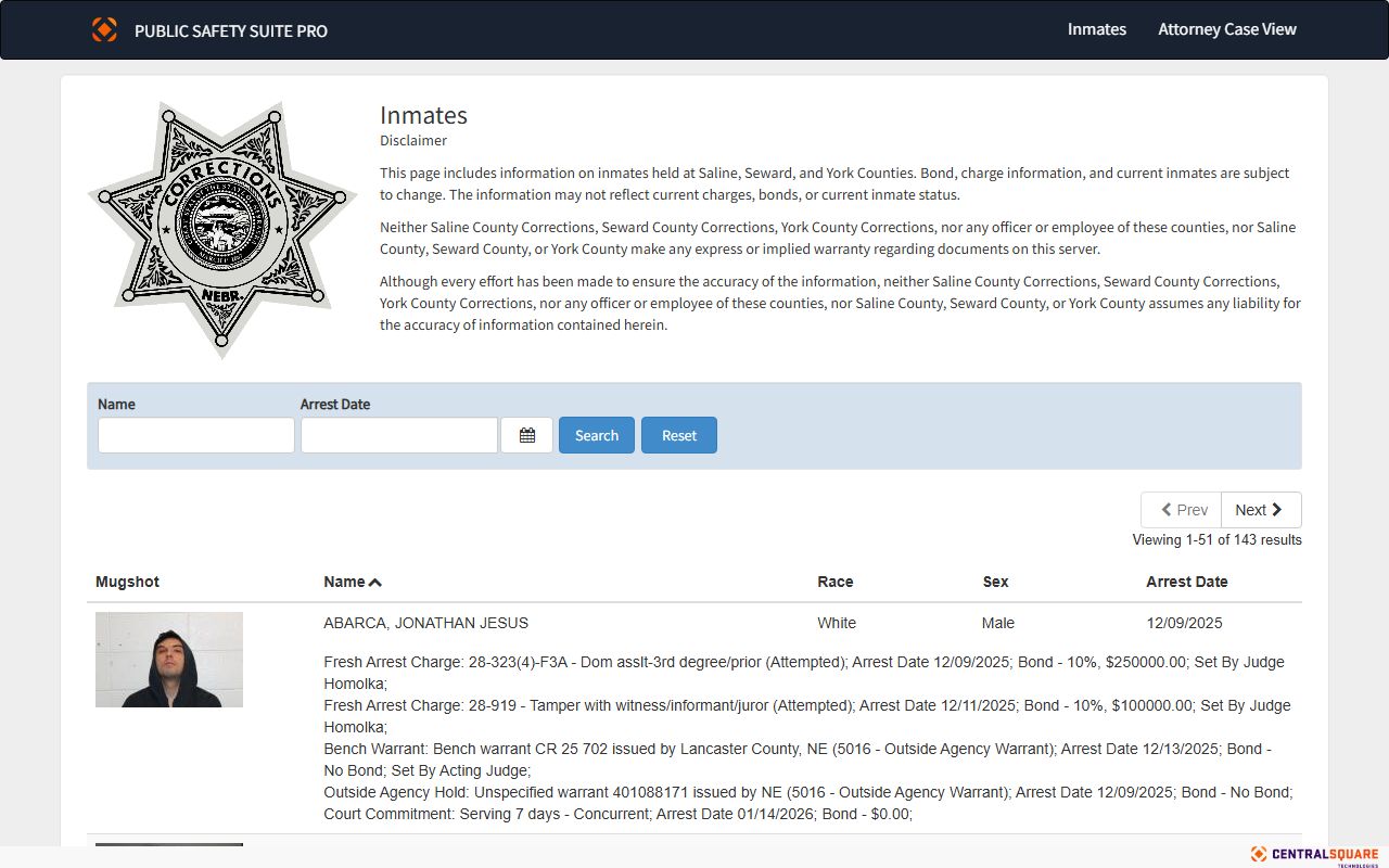 York County inmate records Zuercher jail roster search